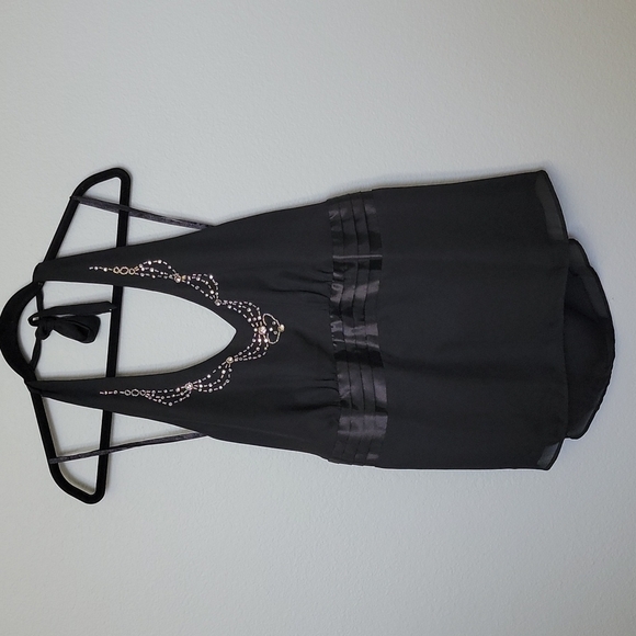 Lane Bryant Going Out beaded neckline black halter top size large - Picture 1 of 8